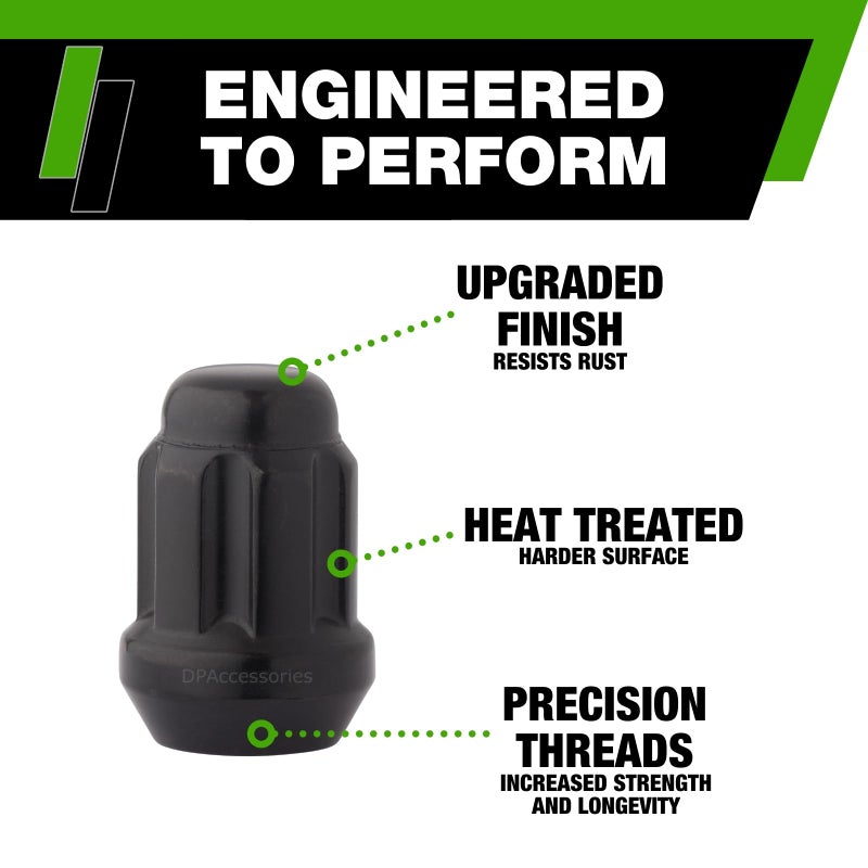 DPAccessories Black M14x1.50 Lug Nuts for Aftermarket Wheels - Closed End Duplex Spline Tuner - 35mm (1.38") Tall - Set of 20 - LCS3N8HE2BK04020 - Image 5